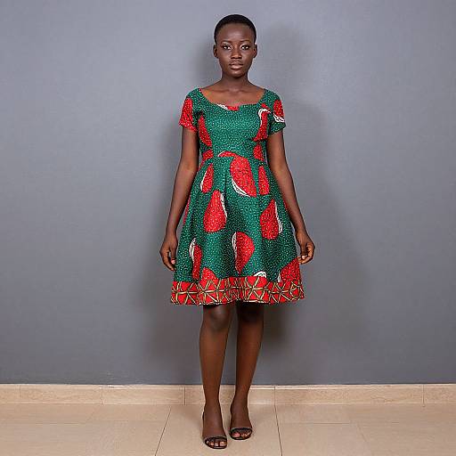 Woman in Short Fancy Chitenge Dress