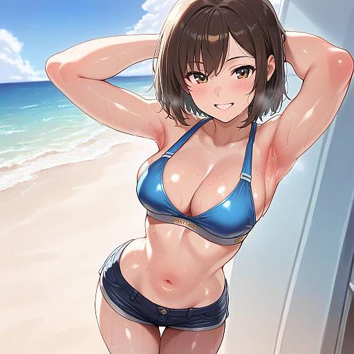 Sunlit Fit Beach Workout Pose