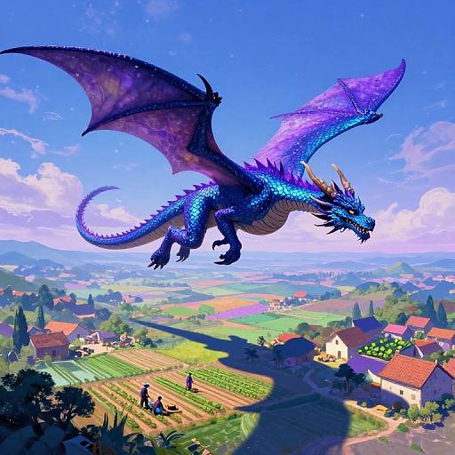 Majestic Dragon Over Dreamlike Landscape