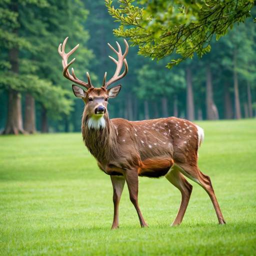 Serene Deer in Lush Green Landscape