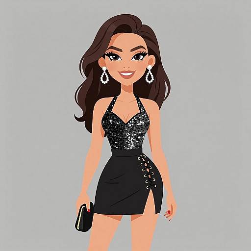 Glam Rock Woman in Sequined Outfit