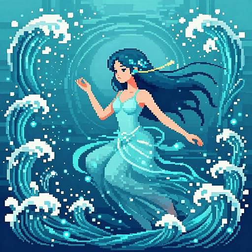 Serene Water Spirit Pixel Art