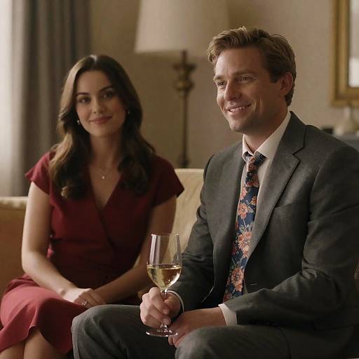 Elegant Couple in Cozy Living Room
