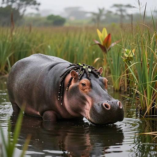 Hyper-Realistic Hippo with Dreadlocks