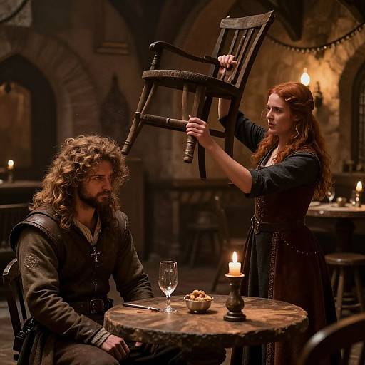 Medieval Tavern Clash in DnD Style