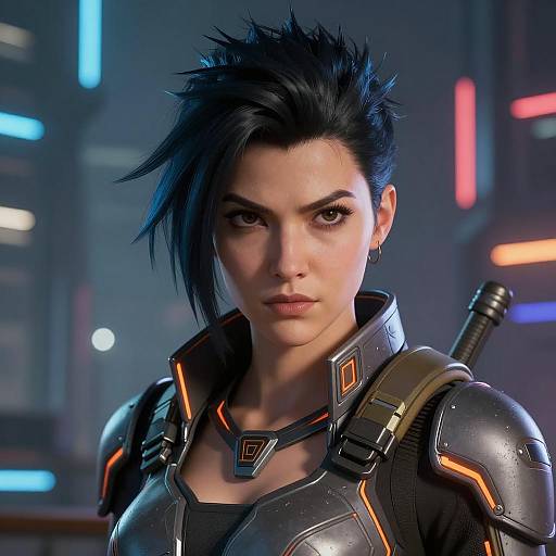 Futuristic Female Warrior with Tactical Armor