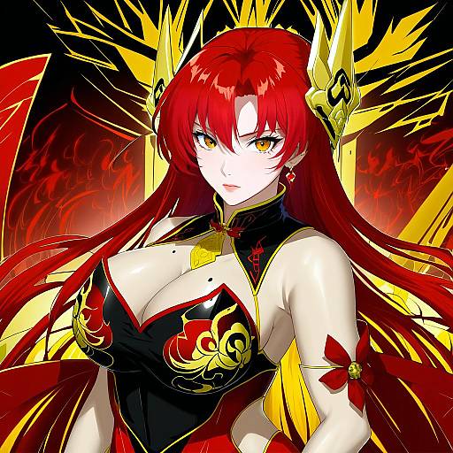 Illustration of Murata himeko (vermillion knight), honkai (series) in the style of Yuuka nonoko