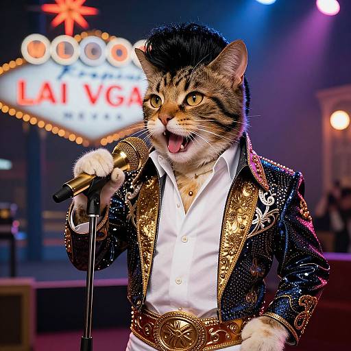 Cat in Classic Elvis Presley Outfit