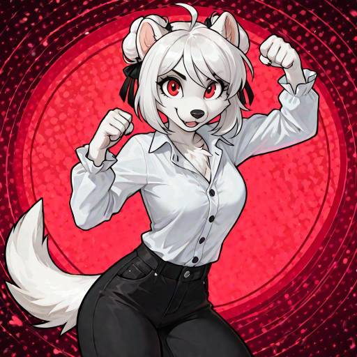 Playful Ferret Girl in Dynamic Pose