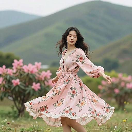 Graceful Woman in Floral Dress
