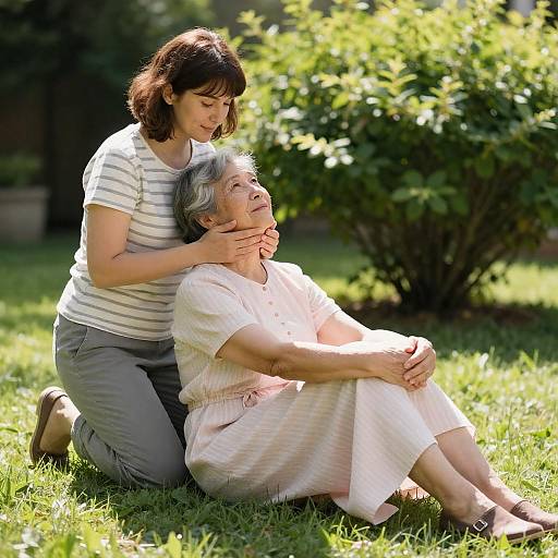 Serene Garden Portrait of Two Women