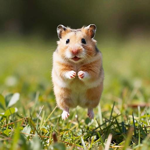 Jumping Hamster in Meadow