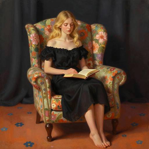 Dreamy Woman in Floral Armchair