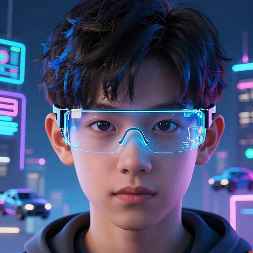 Cyberpunk Boy with Neon Highlights
