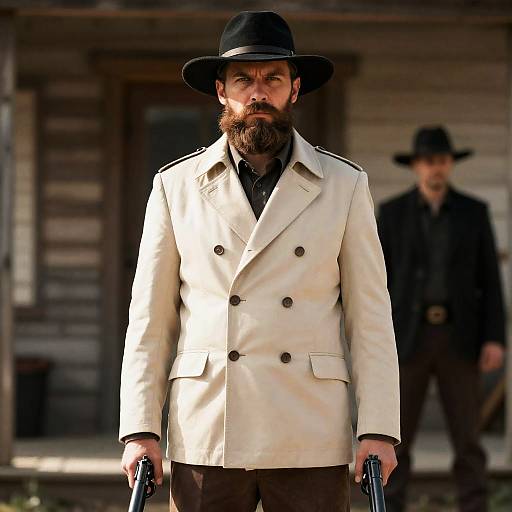 Intense Western Man with Dual Pistols