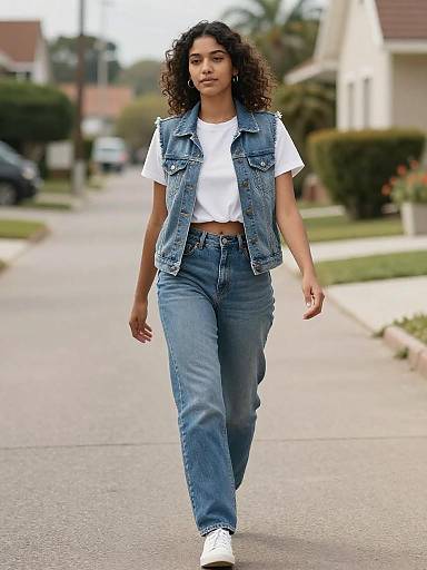Olive-Skinned Woman in Faded Denim