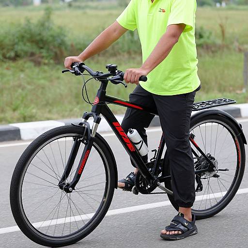 Man with Fluorescent Shirt and Bike