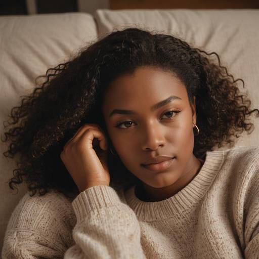 Relaxed African American Woman Lying on Couch