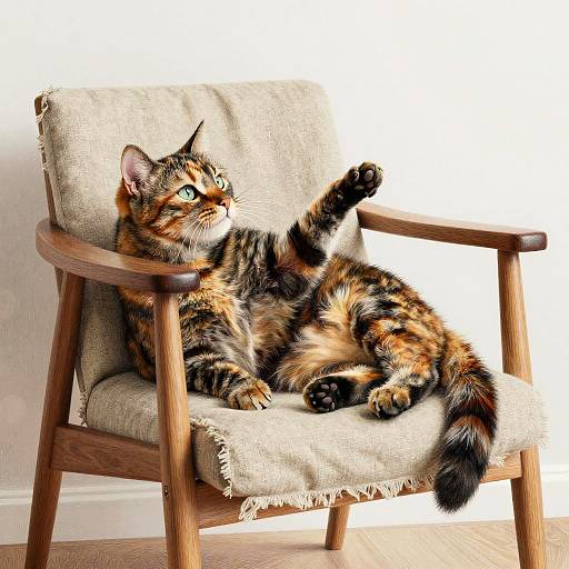 Playful Tortoiseshell Cat on Chair