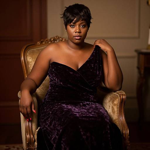 Elegant Plus Size Woman in Velvet Gown