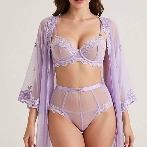 Elegant Pastel Lavender Lingerie Set