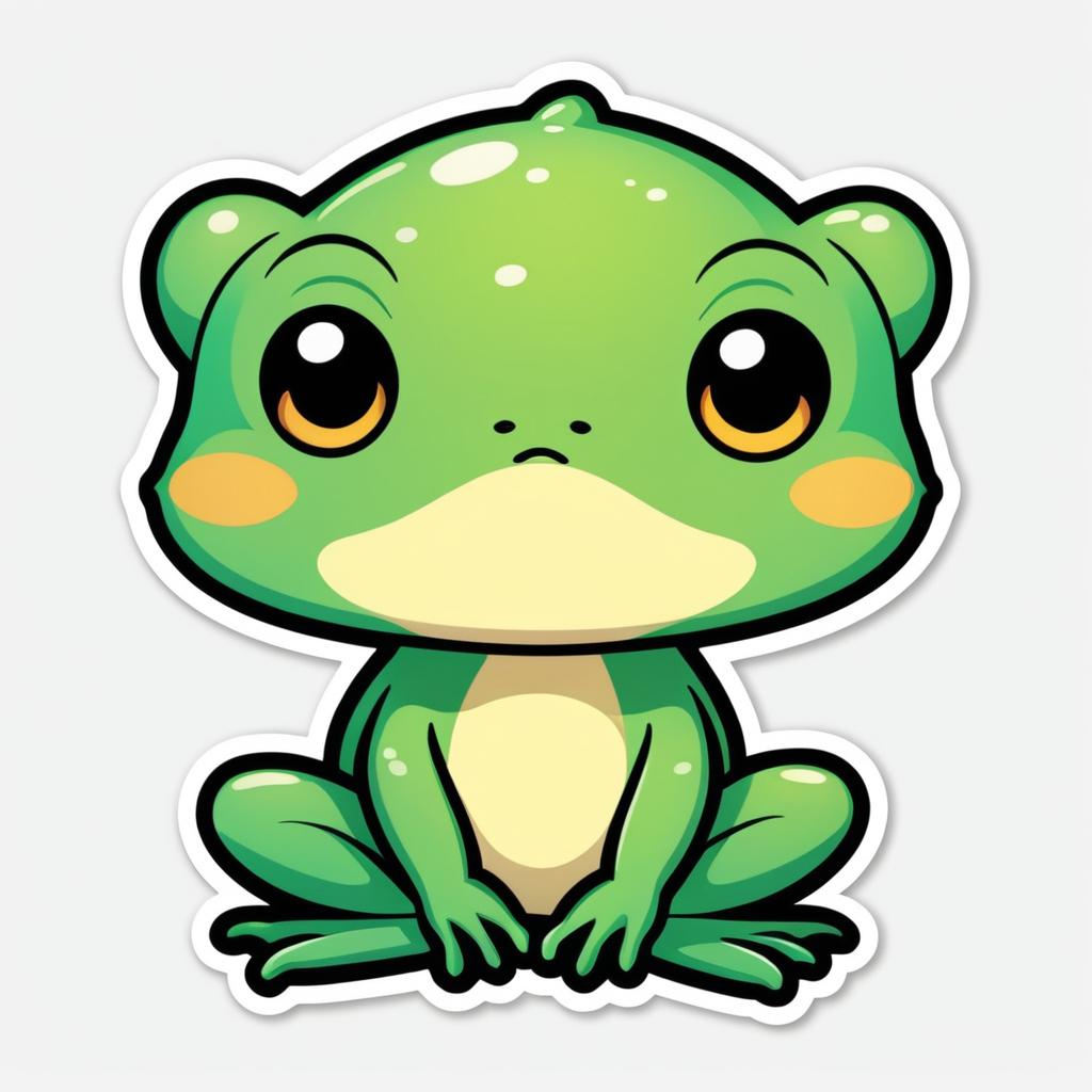 Kawaii Patina Frog Sticker Design