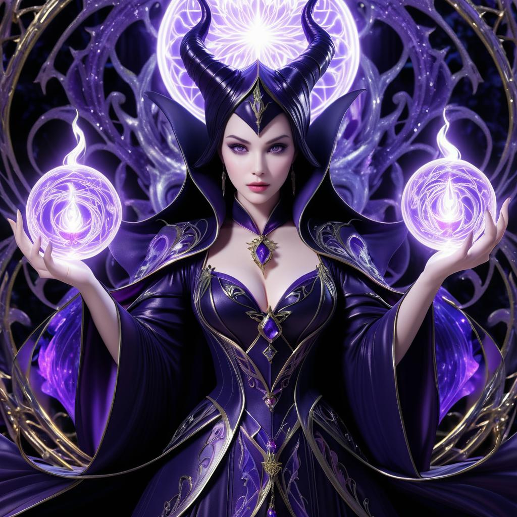 Enchanting Sorceress in Spell-Casting Scene