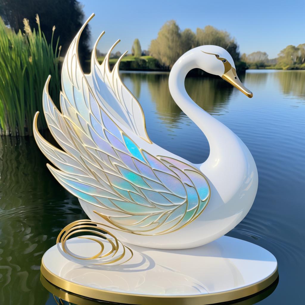 Elegant Metal Swan in Art Nouveau Style