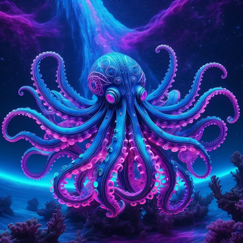 Psychedelic Octopus in Cosmic Dance