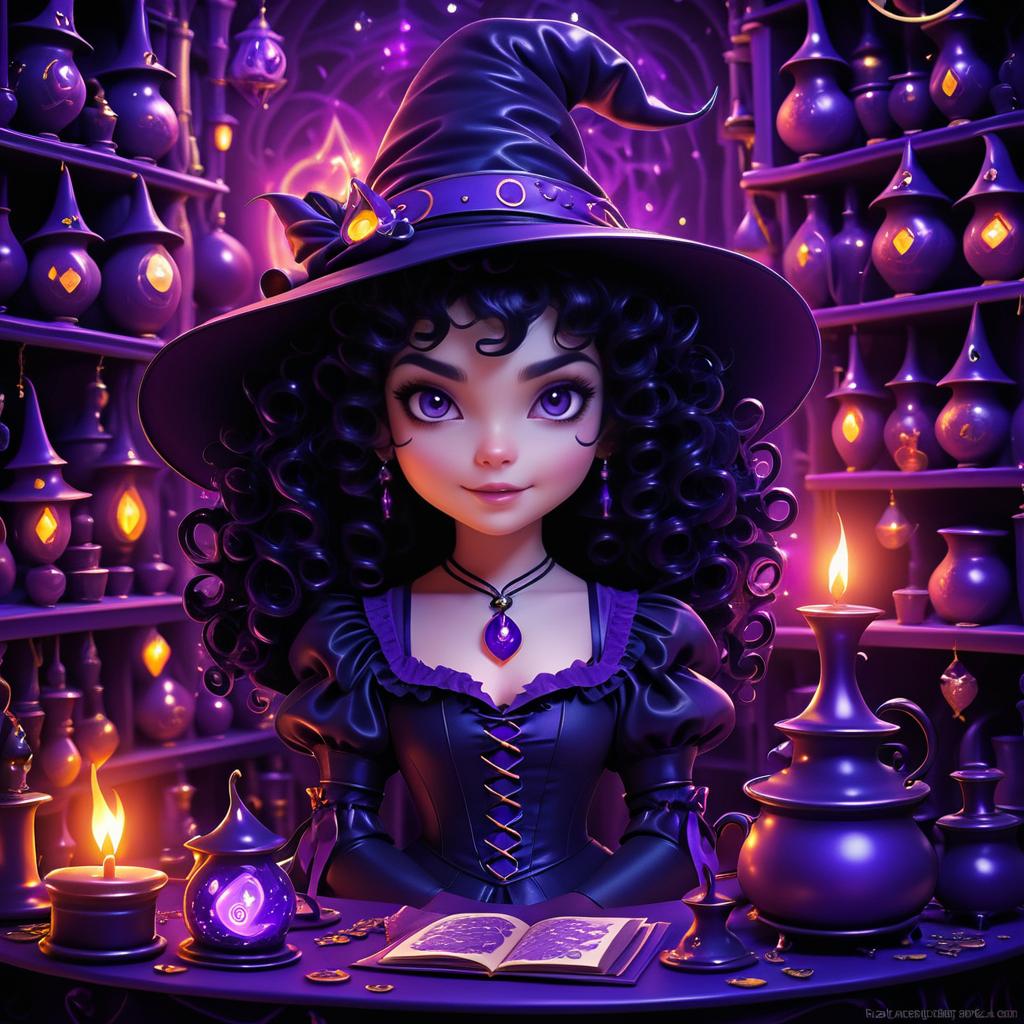 Whimsical Evil Witch in Potion Room