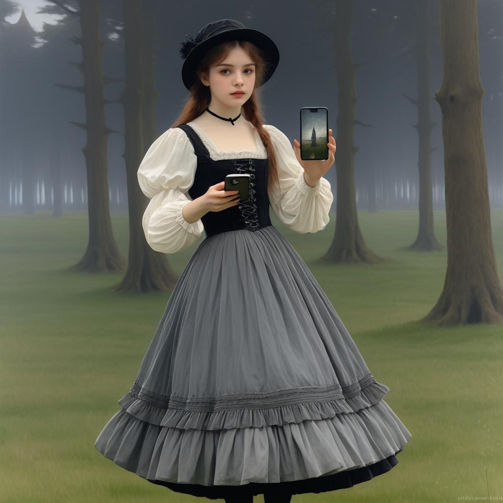 Gothic Girl Dancing in Victorian Style