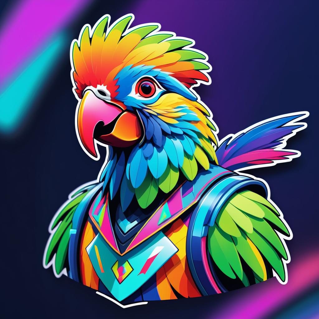 Playful Parrot Gamer Sticker Design