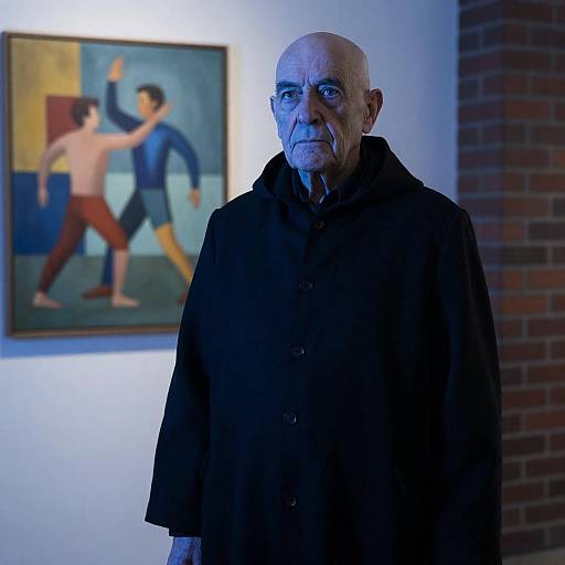Blue-Lit Elderly Man with Cloak