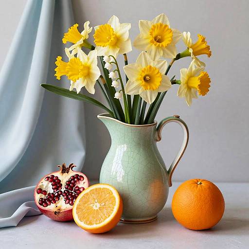 Vintage Porcelain Pitcher with Flowers