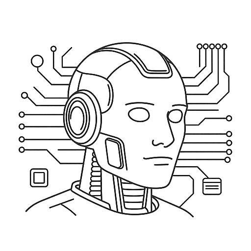 Minimalist Futuristic Robot Line Art