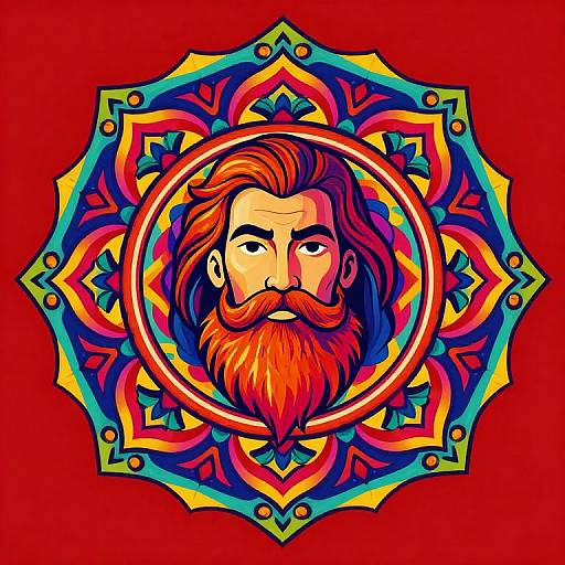 Psychedelic Bearded Mandala Illustration