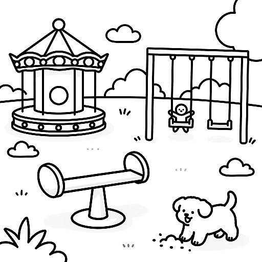 Cheerful Playground Coloring Scene