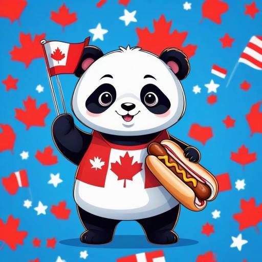 Patriotic Panda with Hotdog and Flag
