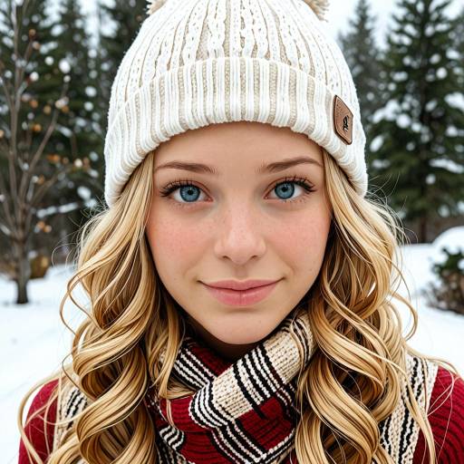 Smiling Young Woman in Winter Knitwear