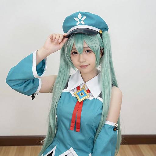 Anime Girl with Mint-Green Hair