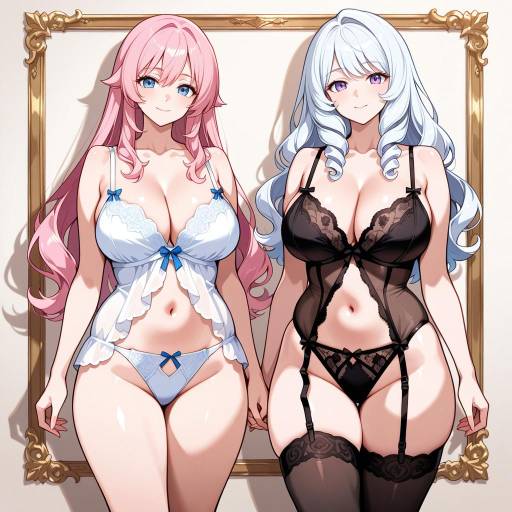 Couple in Black Lingerie on Bed