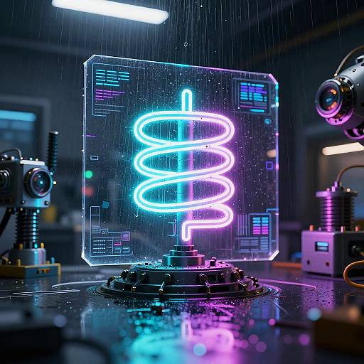 Neon Magneto Coil in Robotic Workshop