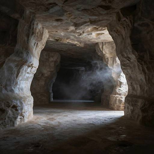 Minimalist Limestone Cavern at Night