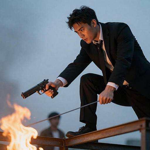 Dramatic Portrait of a Suit-Clad Man