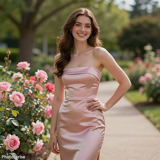 Elegant Young Woman in Sunny Garden