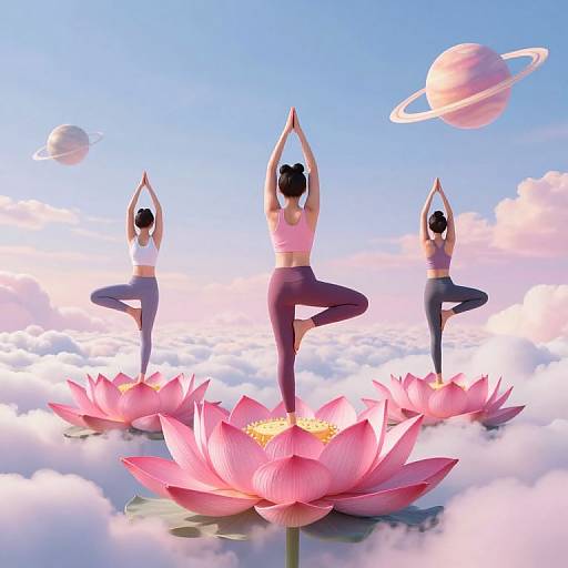 Synchronized Yoga on Lotus Amidst Cosmic Clouds