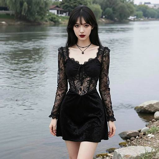 Gothic Woman by Riverbank