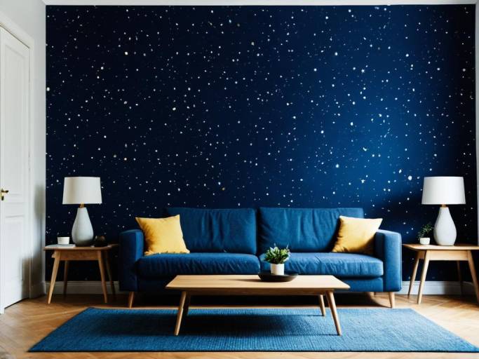Bright Living Room with Dark Space Wallpaper