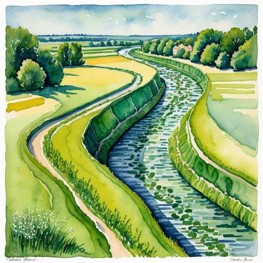 Serene River System in Monet's Style