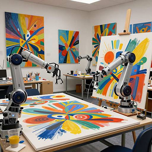 AI Workspace Creating Vibrant Abstract Art